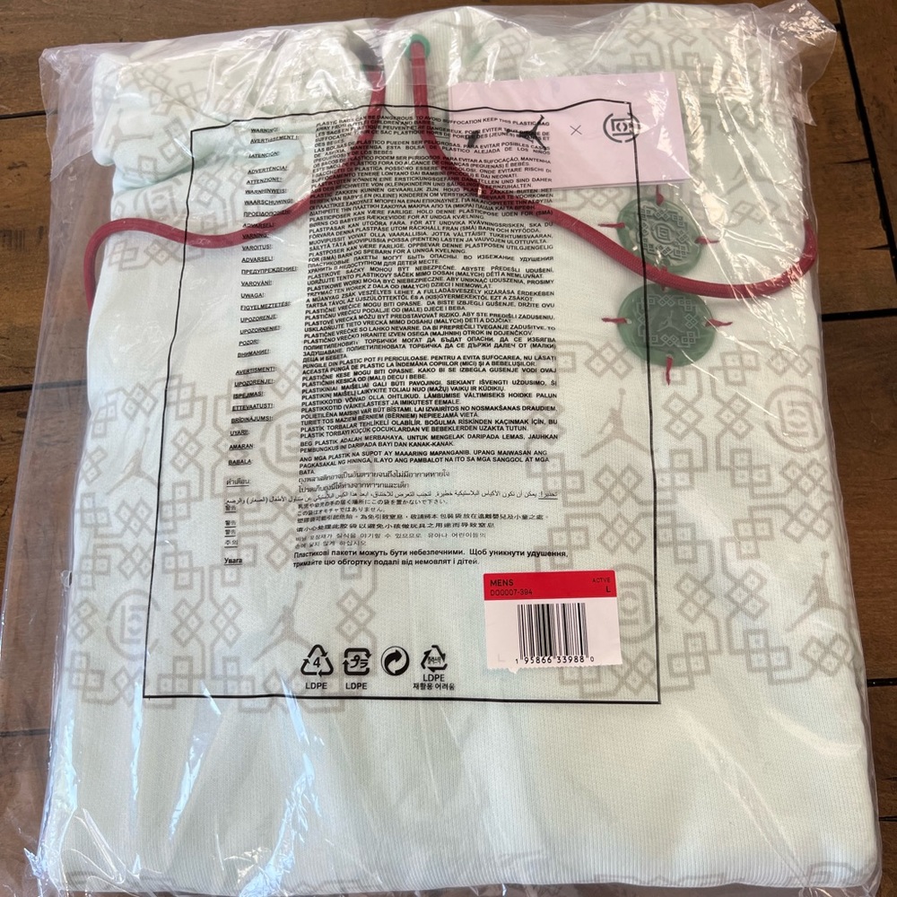 JORDAN X CLOT all over print  FLEECE HOODIE|size Large|Jade - Picture 4 of 5